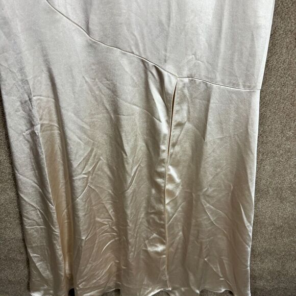 Lulu's Maxi Slip Dress Size Medium M Cream Satin Cowl Neck Wedding Bridesmaid - Picture 4 of 10